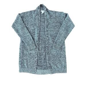 H&M Conscious Marled Black and White Knit Open Front Cardigan | S